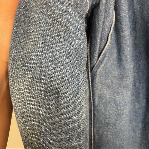 Vintage L.L. Bean Red Wool Blend Lined Corduroy Trim Heavy Denim Barn Coat Sz M - Picture 14 of 16